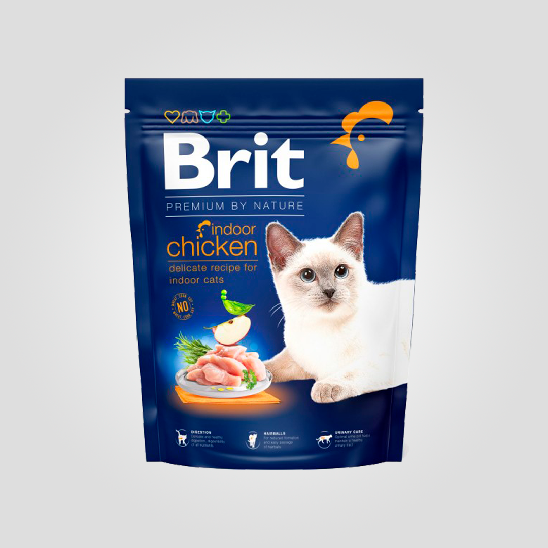Корм сухой Brit Premium Cat by Nature Indoor для кошек живущих в помещении с курицей 300 г (20504497)