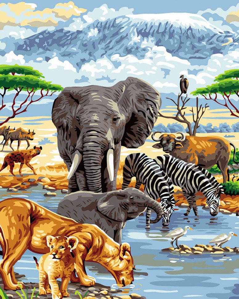 Картина по номерам Brushme Водопой саванны (GX24099) Картина по номерам Brushme Водопой саванны (GX24099)
