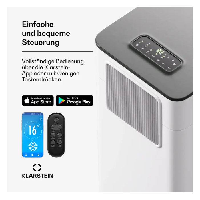 Кондиционер мобильный для дома KLARSTEIN Breeze Box 9K Smart PAC 9000 БТЭ/2600 Вт (10046094) - фото 2 Кондиционер мобильный для дома KLARSTEIN Breeze Box 9K Smart PAC 9000 БТЭ/2600 Вт (10046094) - фото 2