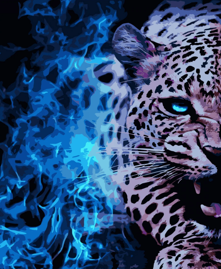 Картина по номерам Strateg Премиум Зубы большой кошки с лаком и уровнем 40x50 см (SY6766)