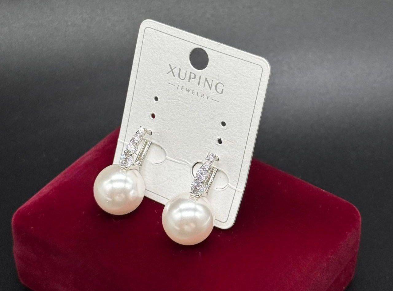 Серьги с жемчугом Xuping гипоаллергенные из медицинского сплава Серебряный (2931657125)