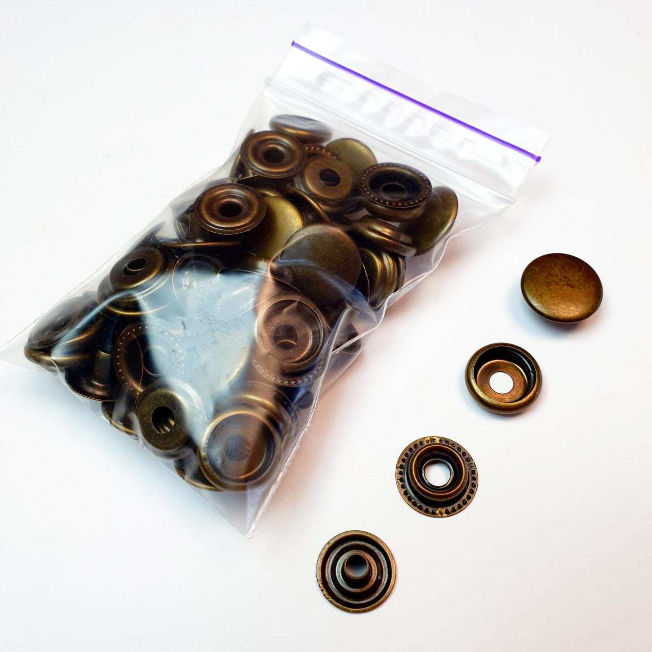 Кнопка металева кільцева STRONG Dash Каппа 15 мм 20 шт. Антик