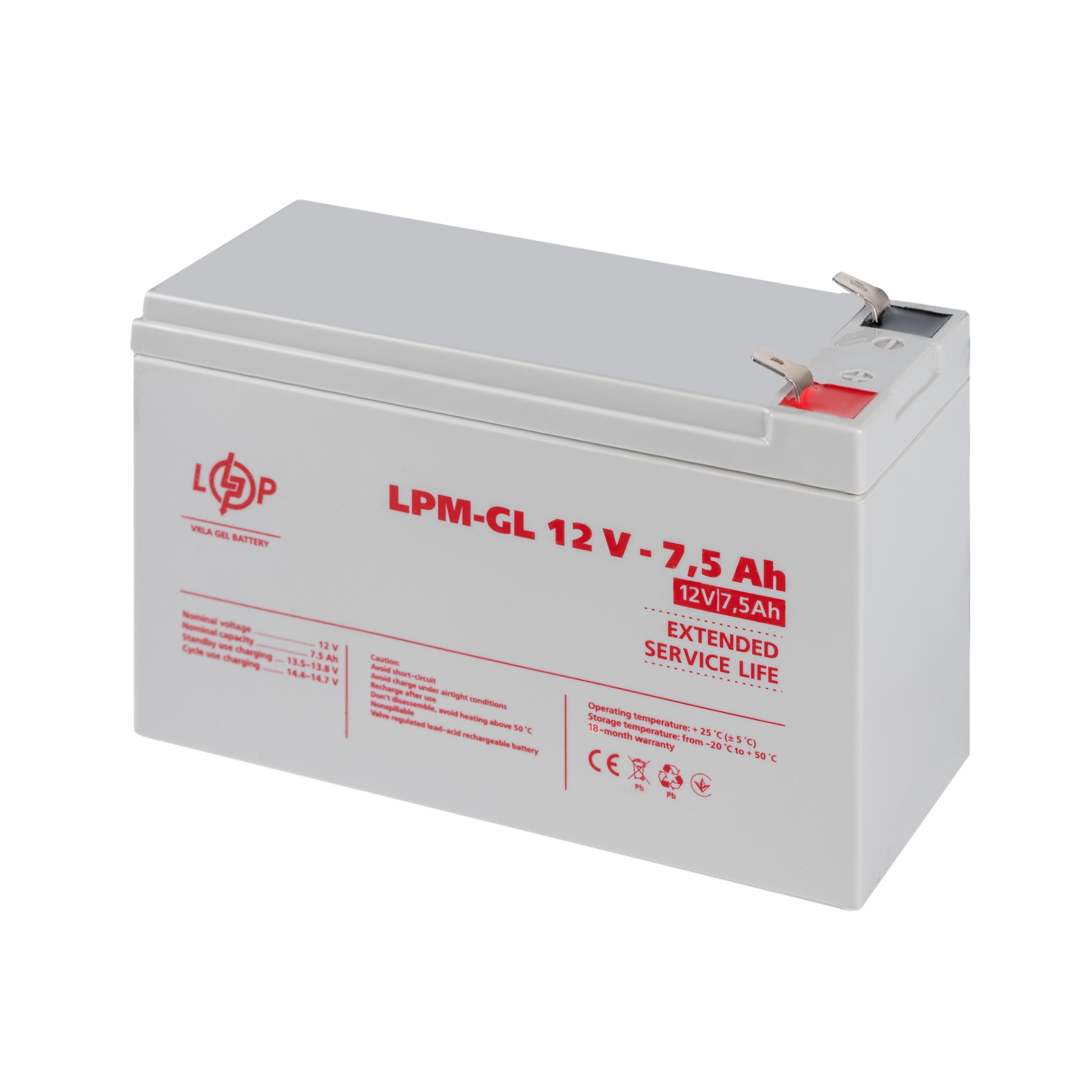 Аккумулятор гелевый LPM-GL 12V-7,5 Ah - фото 4 Аккумулятор гелевый LPM-GL 12V-7,5 Ah - фото 4