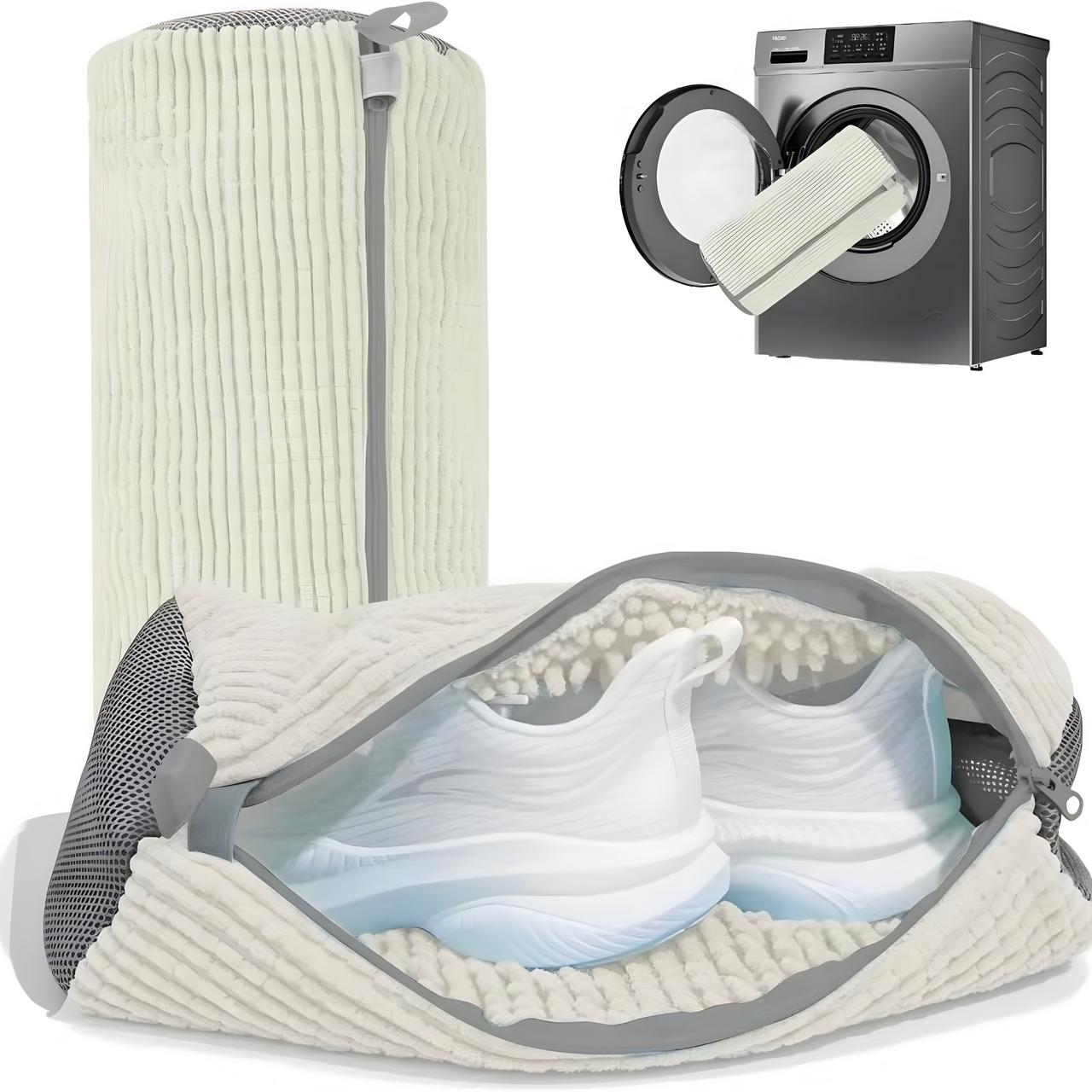 Мішок для прання взуття кросівок з мікрофіброю для пральної машини 39x19 см Бежевий - фото 9 Мішок для прання взуття кросівок з мікрофіброю для пральної машини 39x19 см Бежевий - фото 9