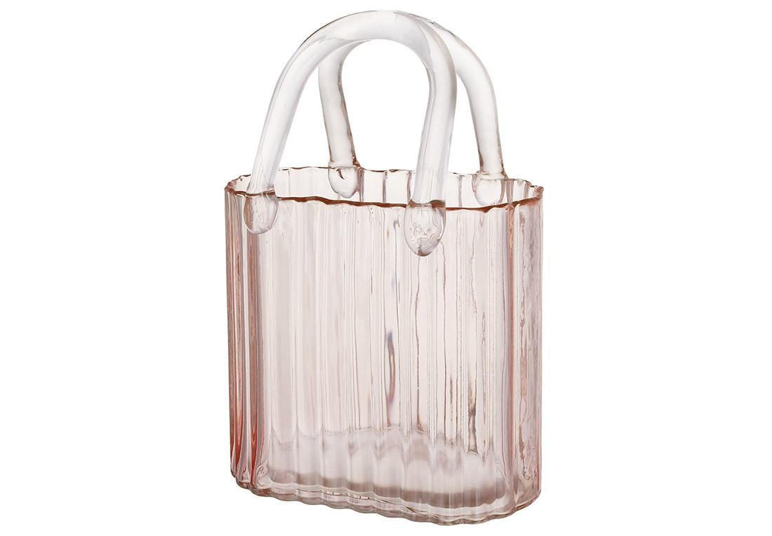Ваза BonaDi скляна у формі сумочки 15х8,5х22 см Рожевий (992-505)