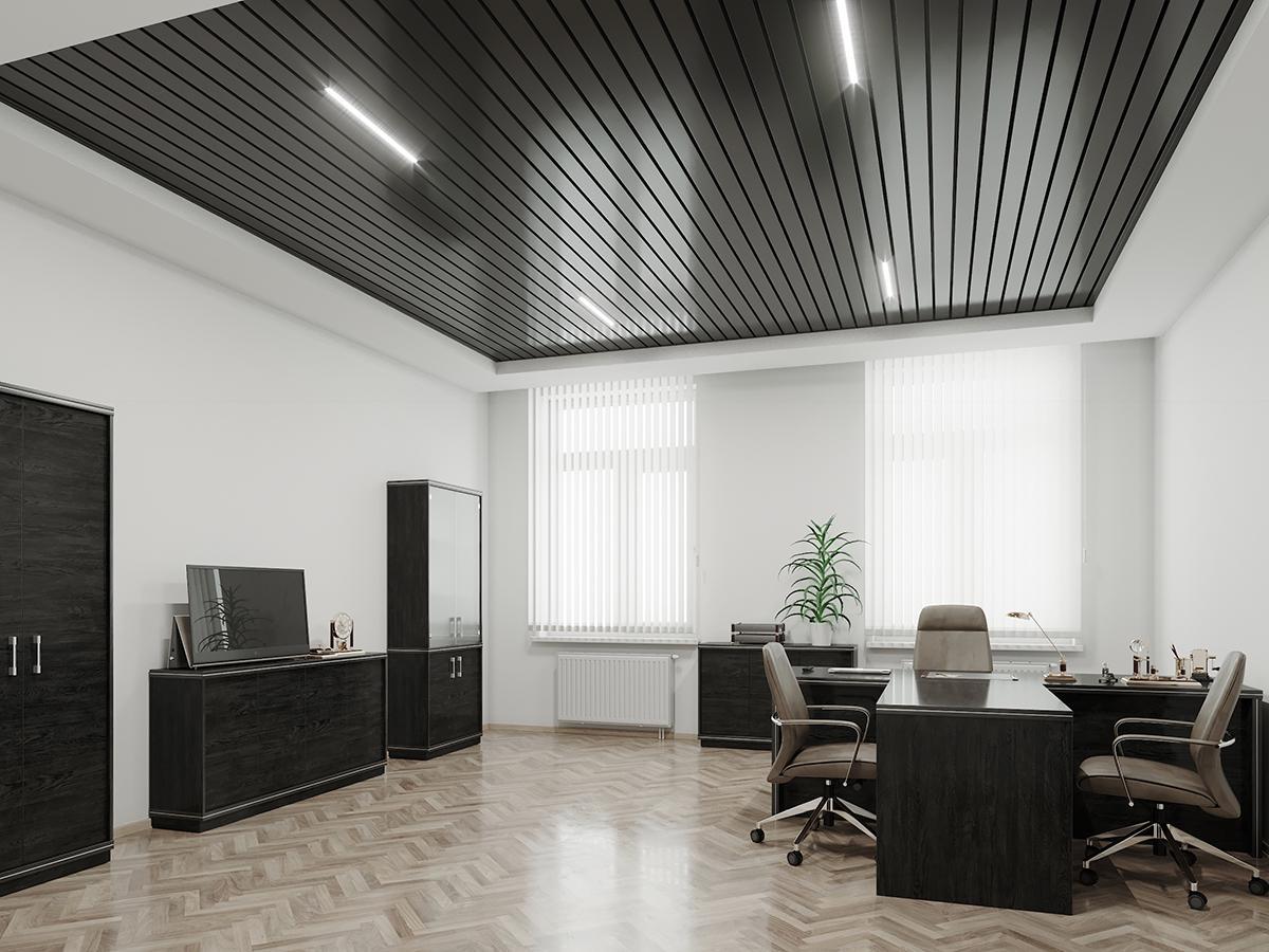 Потолок реечный кубообразный 88х45 модуль 100 мм 9005 Черный