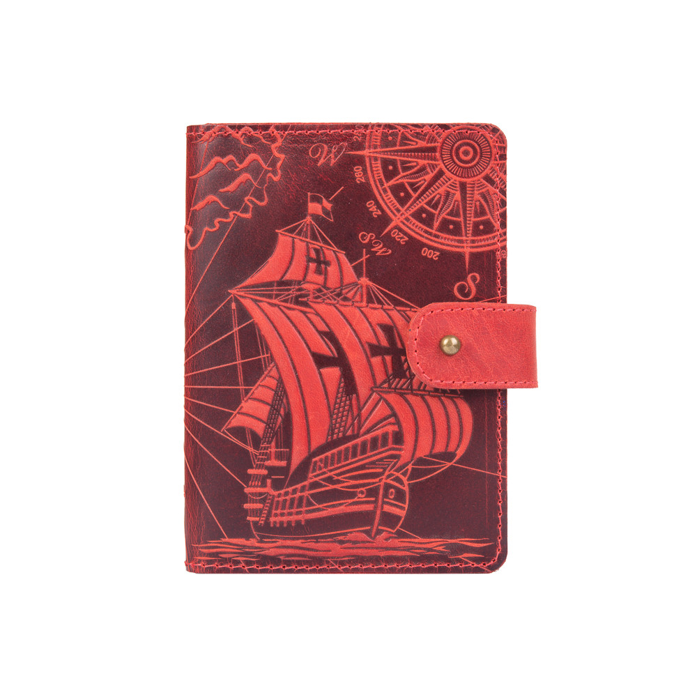 Портмоне HiArt PB-03S/1 Shabby Red Berry Discoveries з натуральної шкіри для паспорта/ID документів Червоний (PB-03S/1-S18-1440-T003)