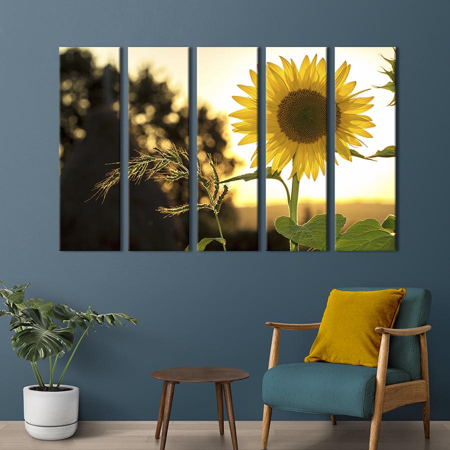 Картина на холсте Солнечный подсолнух на поле 132x80 см (994-51)