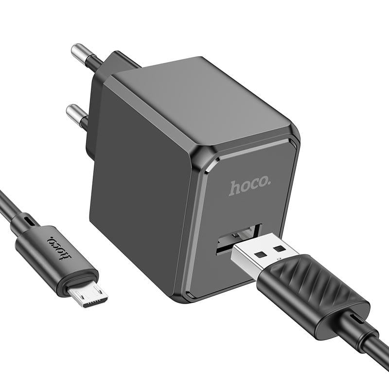 Зарядное устройство для телефонов с кабелем Hoco CS11A Ocean Micro 10,5W Black (19193)