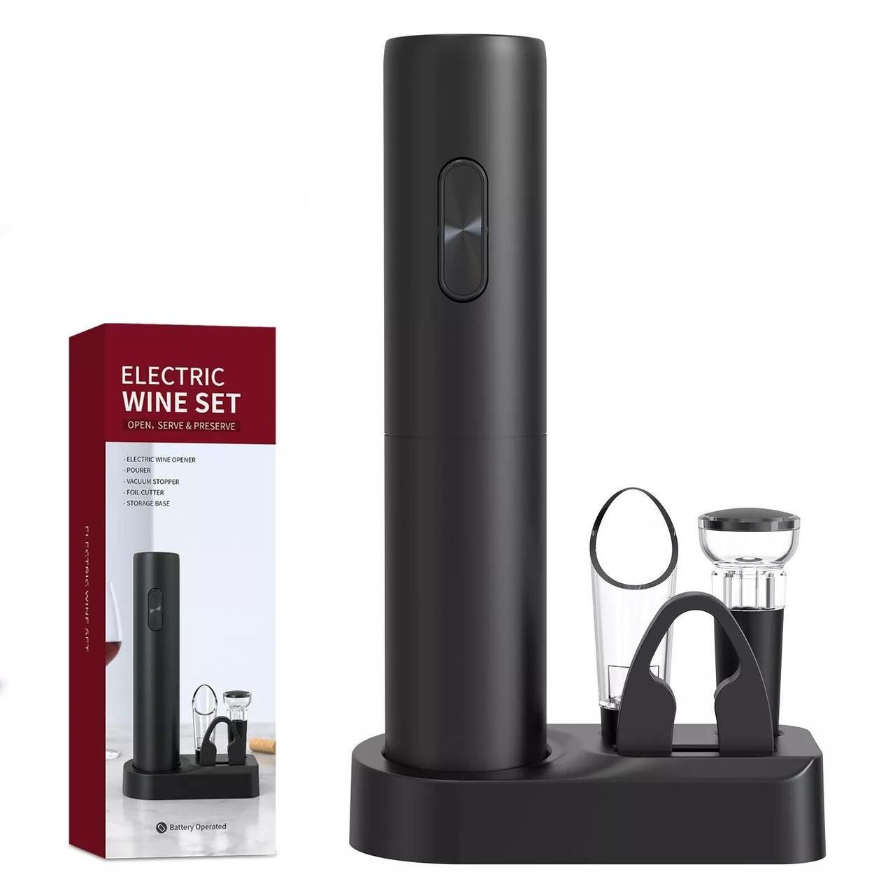 Набір для вина 5в1 штопор на батарейках/аератор/корок і ніж для фольги (К1397)