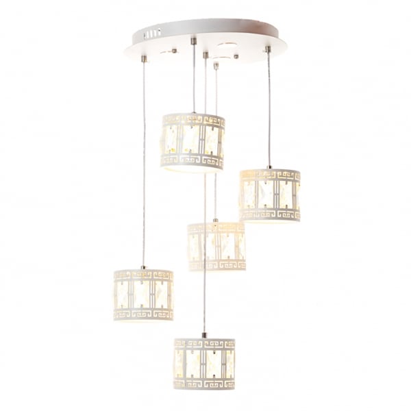 Люстра-подвес Flora 5 ламп с античным орнаментом Белый (FE015/5)