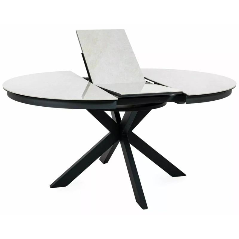 Обеденный стол раскладной Signal Porto Ceramic 120-160х120 см Керамика Бежевый/Черный каркас (35001220)