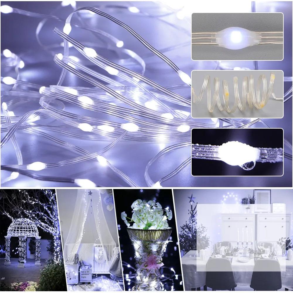 Гирлянда светодиодная нить Роса Люкс с пультом от USB и сети 220V 100 LED 8 режимов IP65 10 м Белый - фото 4 Гирлянда светодиодная нить Роса Люкс с пультом от USB и сети 220V 100 LED 8 режимов IP65 10 м Белый - фото 4