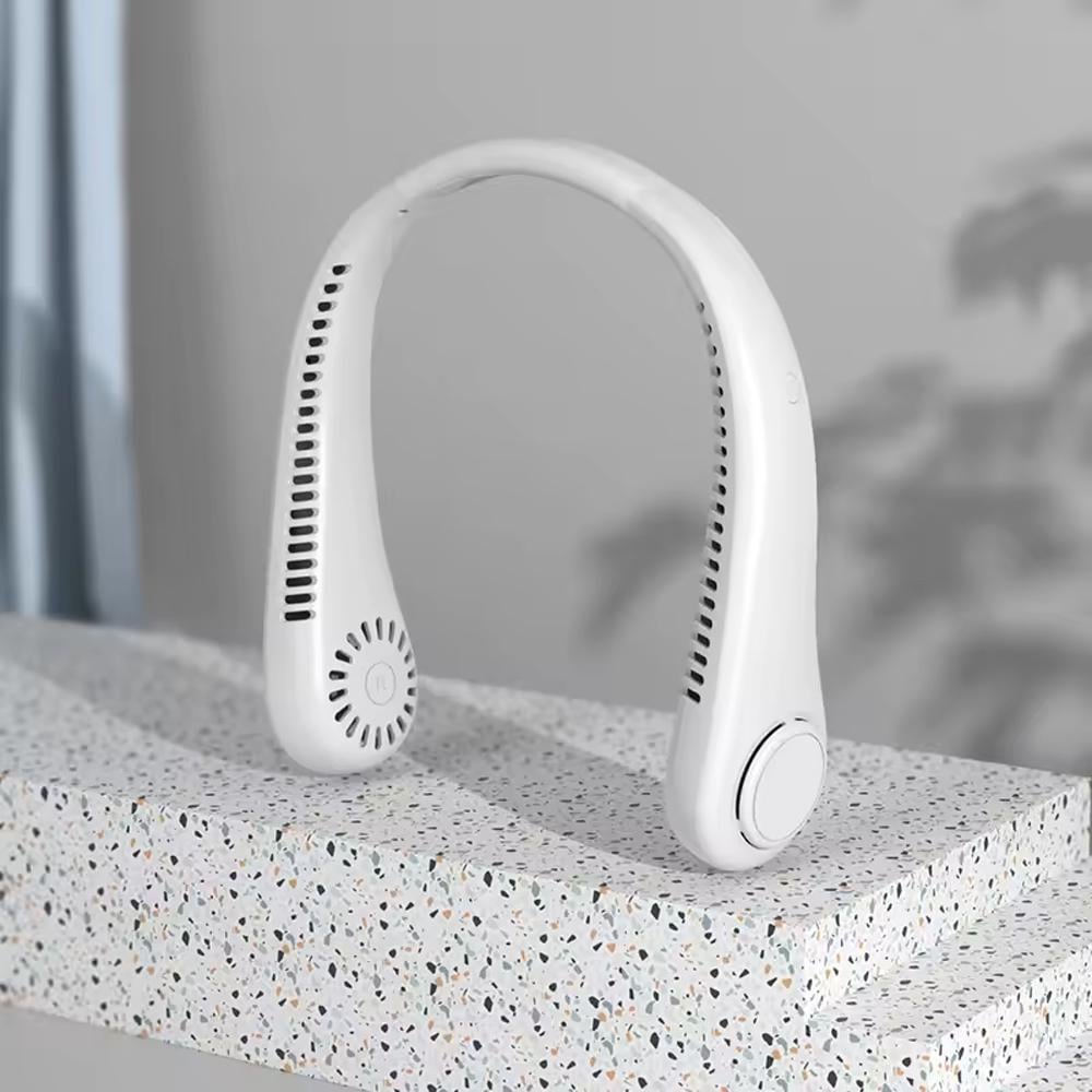 Вентилятор портативный для шеи Portable Fan PF-12 аккумуляторный 3 скорости 2400 мАч USB Белый (SS-107) - фото 2