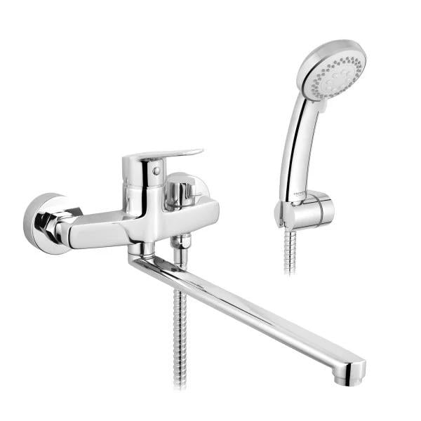 Смеситель для ванны Kroner KRP Hagen C071 с длинным изливом латунный Хром (CV032244)