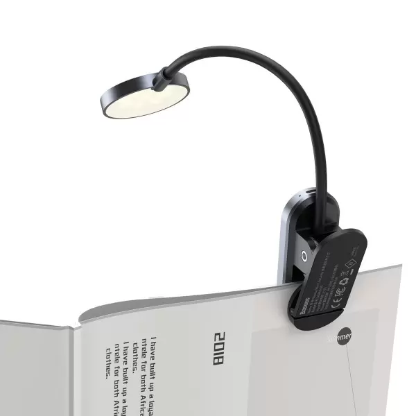 Лампа портативная на прищепке BASEUS Comfort Reading Mini Clip Lamp переносная со встроенным аккумулятором 350 mAh Grey (DGRAD-0G) - фото 12