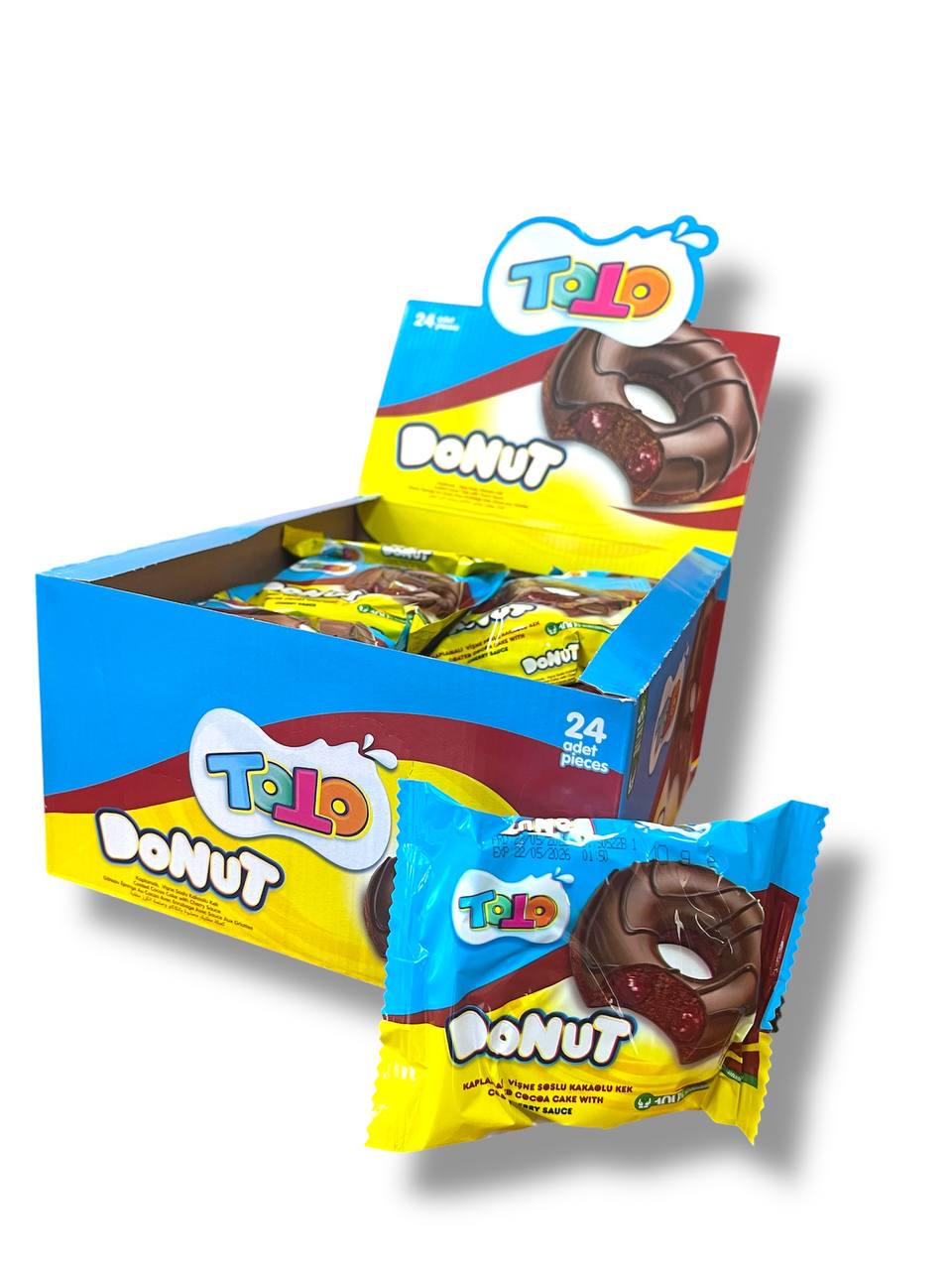 Пончик Toto Donut зі смаком вишні та глазур'ю 24 шт. (00000006520)