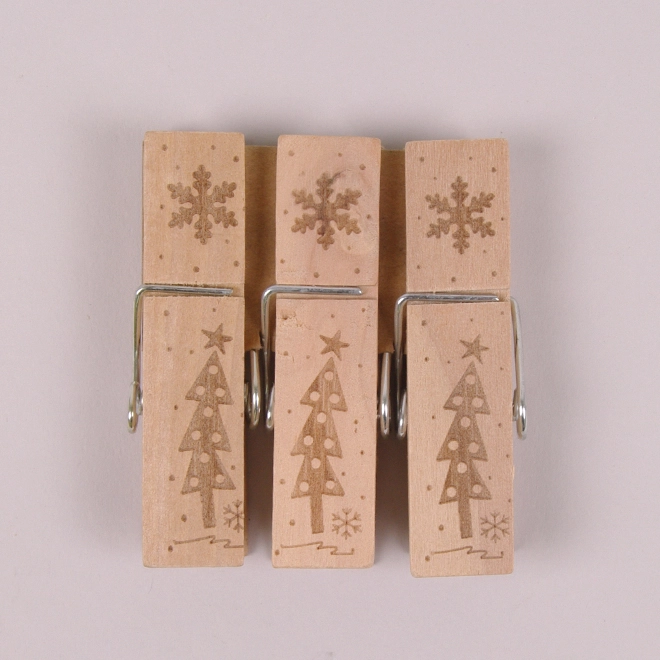 Прищепки декоративные натуральные 7 см 3 шт. (25501)