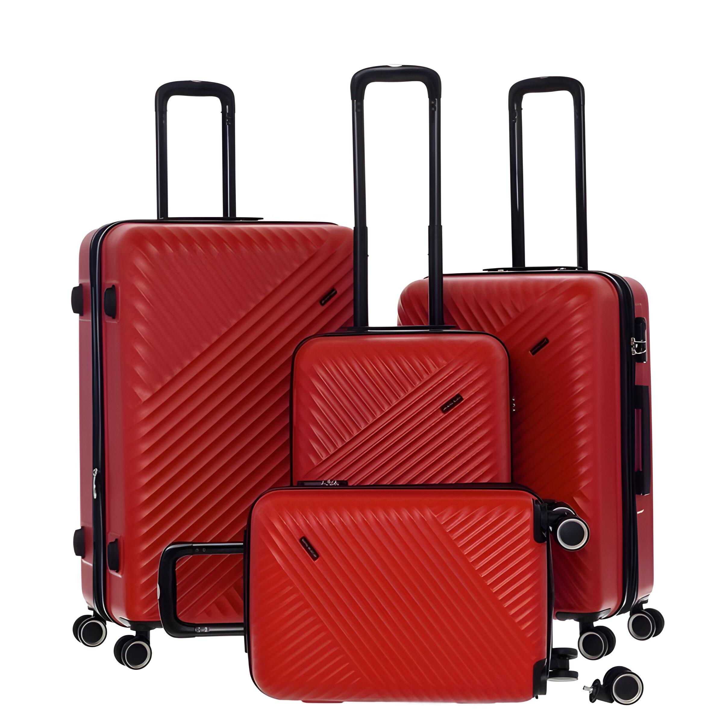 Набір валіз 4в1 пластик з кодовим замком та телескопічною ручкою Червоний (635)