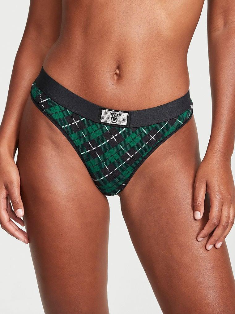 Трусики жіночі стрінги Victoria's Secret Logo Waist Pointelle Thong XS Зелений (2082014709)