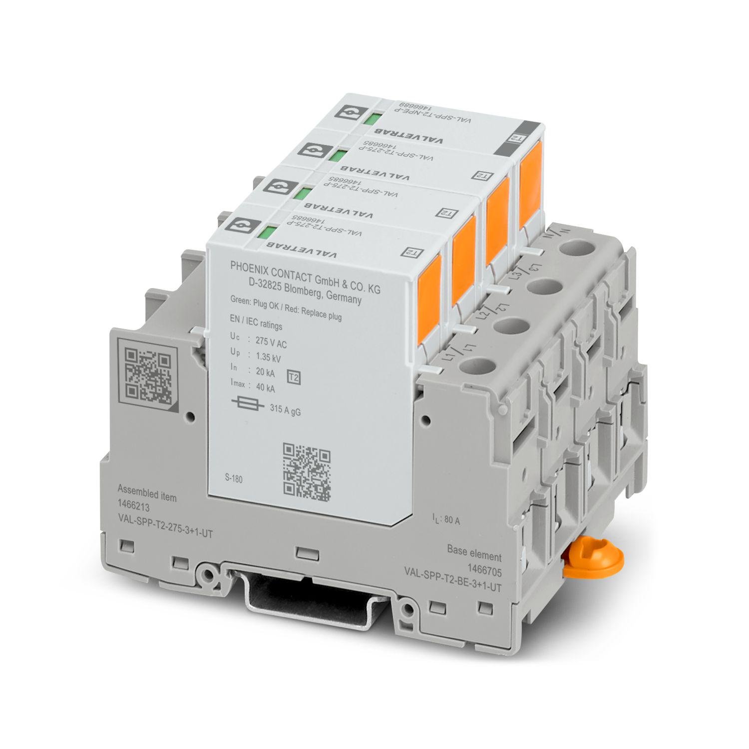 Устройство защиты от импульсных перенапряжений Phoenix Contact VAL-SPP-T2-275-3+1-UT тип 2 (1466213) - фото 1