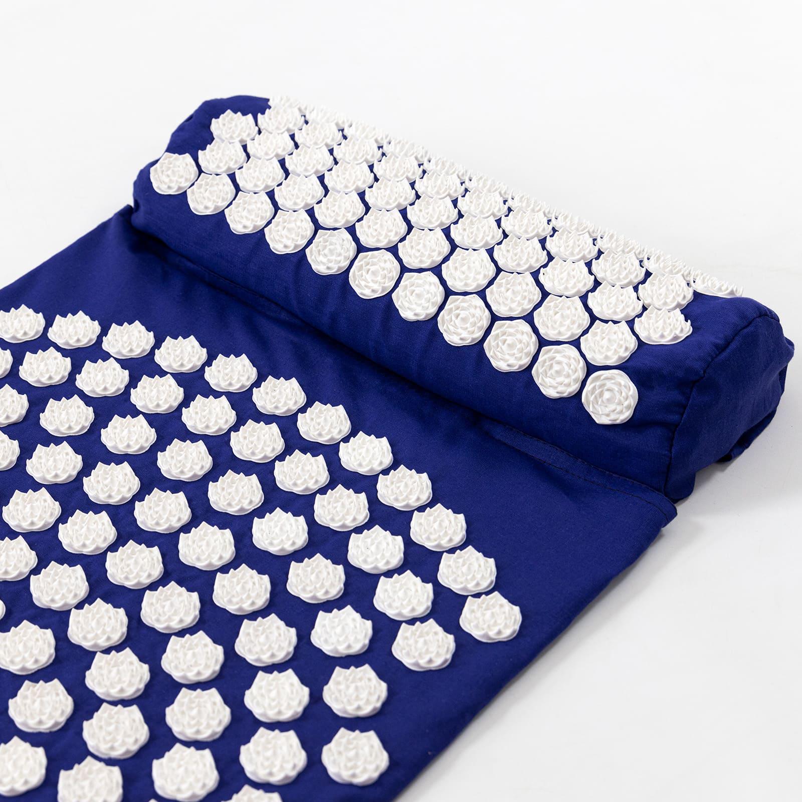 Килимок масажний Аплікатор Кузнєцова/валик/подушка для спини/шиї/ніг OSPORT Lotus Set Синьо-білий (n-0003) - фото 4