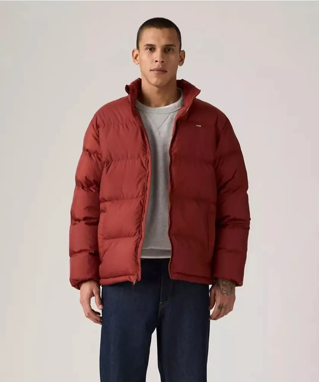 Куртка пуховая мужская Levi's без капюшона XL Красно-коричневый (39005881)