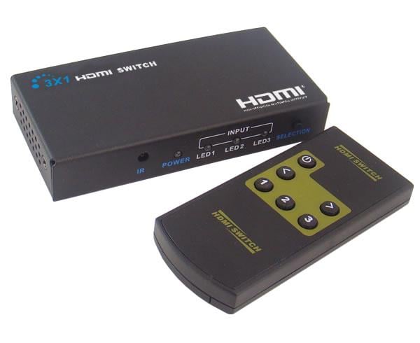 Видео коммутатор сигналов 3х1 с ИК пультом управления 3 видеоисточника HDMI 1 дисплей (LKV331)