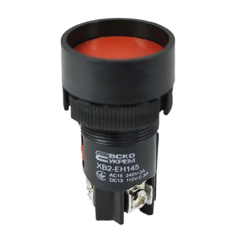 Кнопка Стоп АСКО-УКРЕМ XB2-EH145 с фиксацией Красный (NO+NC)