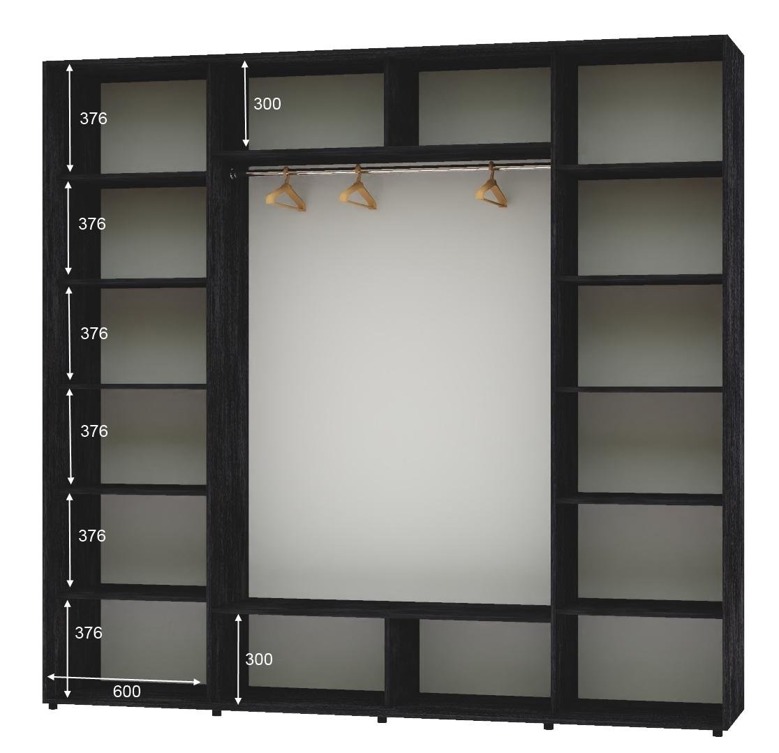 Шкаф-купе трехдверный Алекса ШК-05 ДСП 230х60х250 см Бетон темный - фото 2