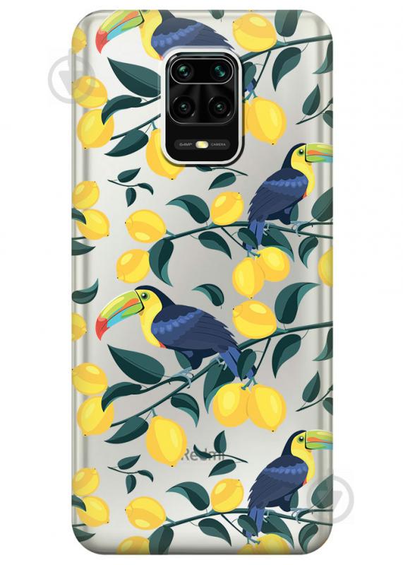 Прозрачный силиконовый чехол iSwag для Xiaomi Redmi Note 9S с рисунком - Туканы и лимоны (M1682) Прозрачный силиконовый чехол iSwag для Xiaomi Redmi Note 9S с рисунком - Туканы и лимоны (M1682)