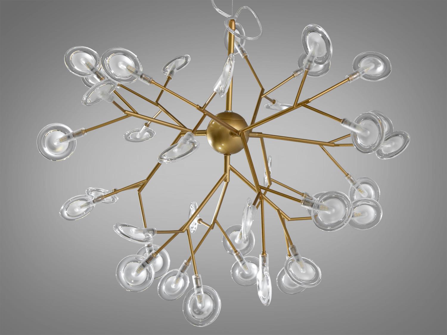 Люстра подвесная Светлячок 36 ламп Золотой сатин (887-36C GD) - фото 3 Люстра подвесная Светлячок 36 ламп Золотой сатин (887-36C GD) - фото 3