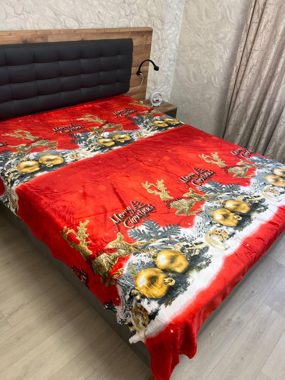 Плед теплый на диван Новогодний евро 200х220 см Red (П4К-al-ng-pled-001/7)