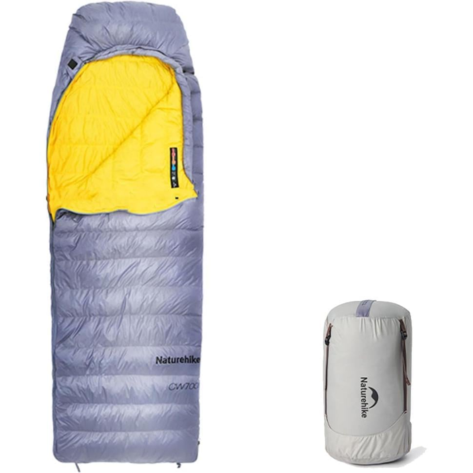 Спальник з натуральним пухом Naturehike CW700 CNK2450WS048 p-р L Жовто-сірий