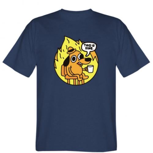 Мужская футболка This is fine dog meme XS Темно-синий (14744141-8-188283-XS)