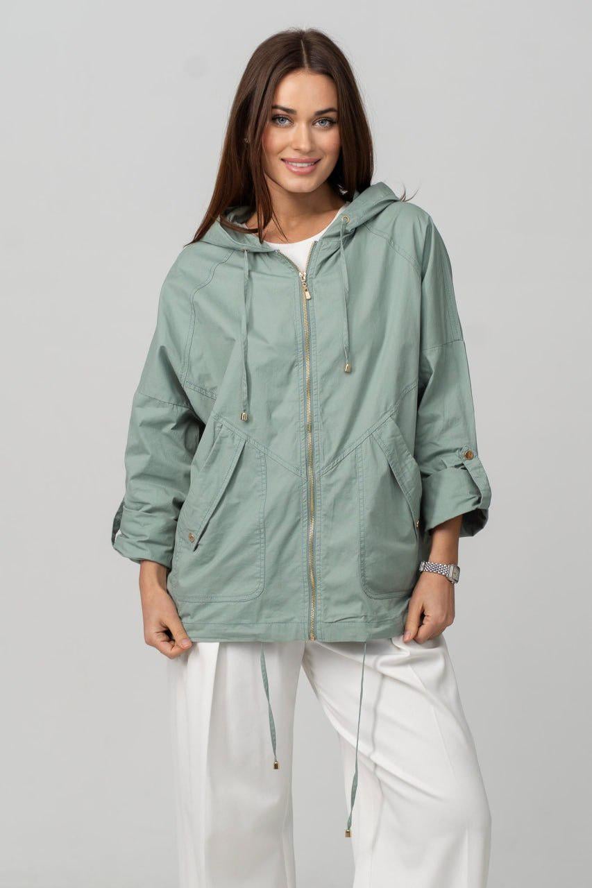 Вітрівка жіноча з капюшоном 6XL Оливковий (33357636)