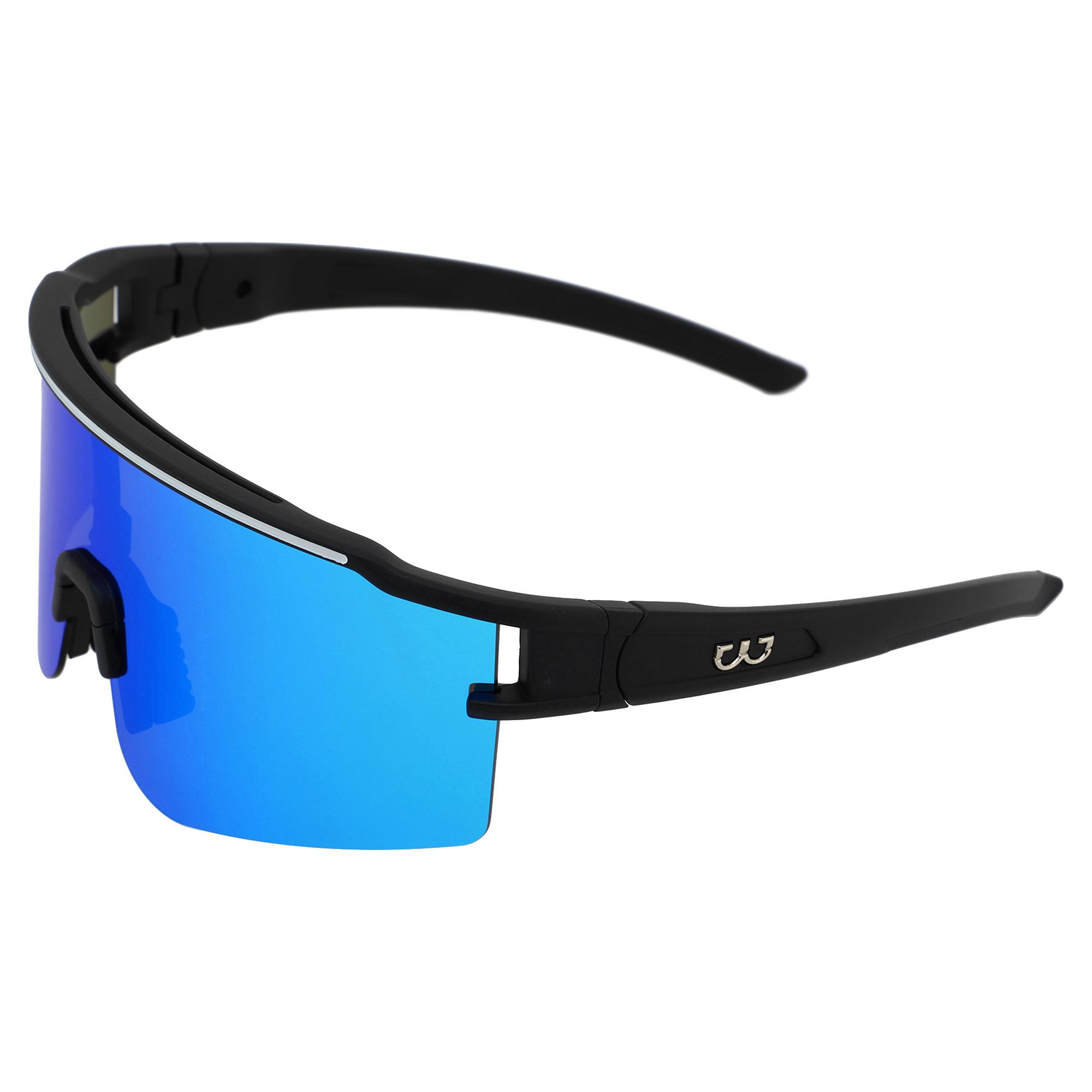 Очки спортивные солнцезащитные JHUA зеркальные Черный/Синий (JH-136-2) - фото 5