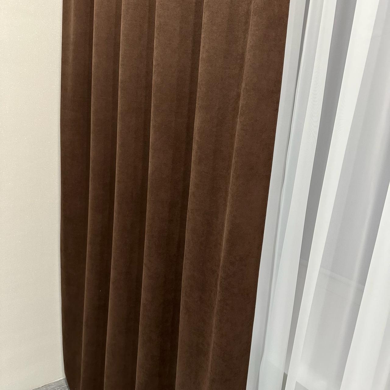 Комплект штор микровелюр 2 шт. 1,5х2,7 м готовые на шторной тесьме 6 см Коричневый (petek-V13) - фото 9 Комплект штор микровелюр 2 шт. 1,5х2,7 м готовые на шторной тесьме 6 см Коричневый (petek-V13) - фото 9