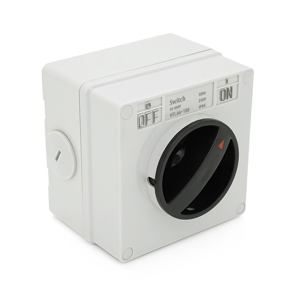 Вимикач зовнішнього монтажу VOLTRONIC IP65 AC 250V 16A двосторонній Сірий (25624773)