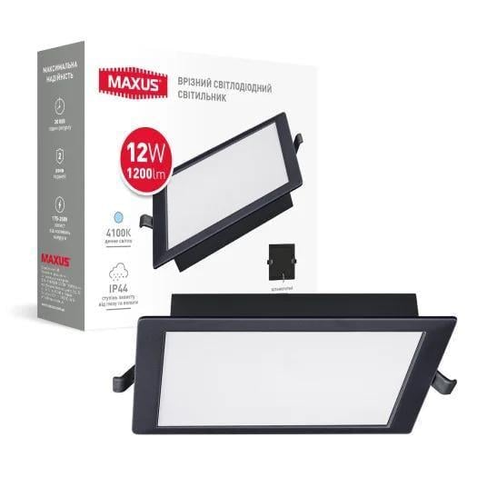 Точечный светильник врезной светодиодный Maxus 1-RDL-1241-IPS-BL RDL 12W 4100K IP44 Square Black (00000045139)