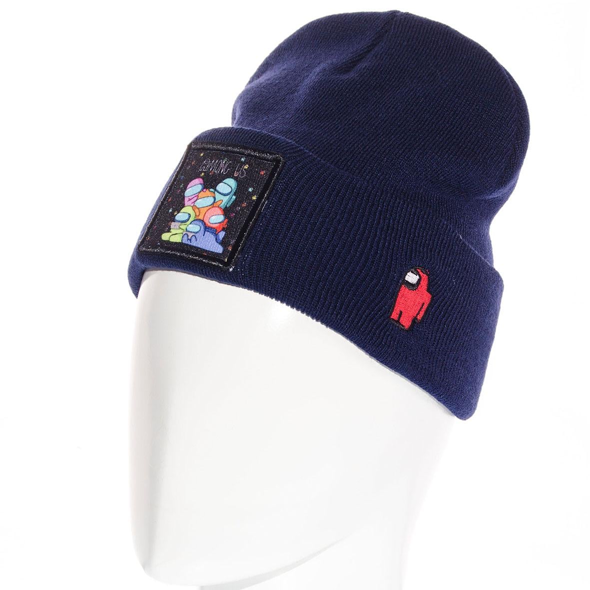 Шапка детская Sofi LD21205 двойная с отворотом гладкой вязки S р. 53-54 Темно-синий