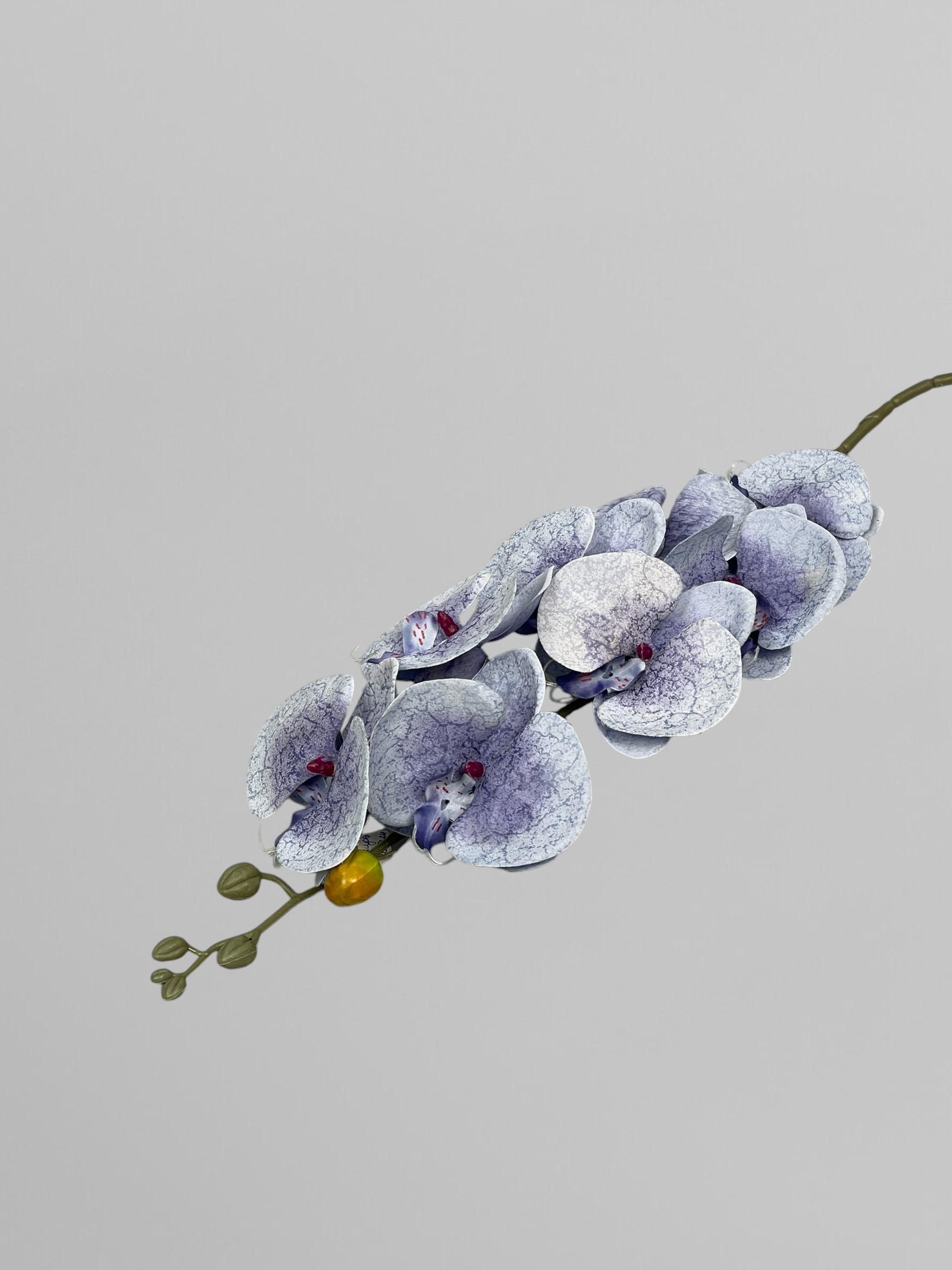 Искусственная орхидея Фаленопсис из сатина 8 соцветий 95 см Голубой (К01010)