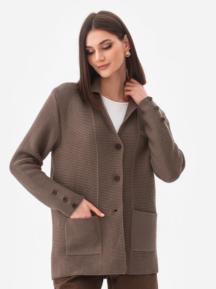 Пиджак женский рельефной вязки SVTR р.42-50 Капучино (569)