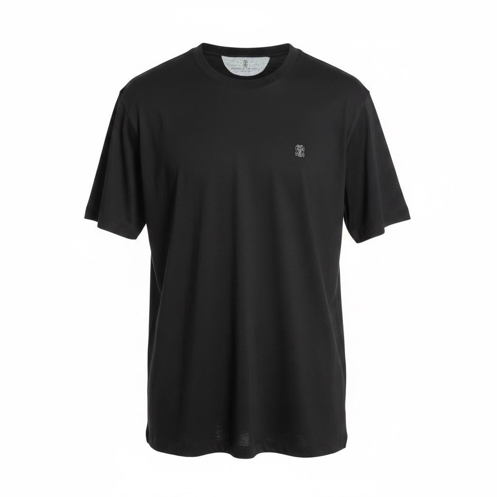 Футболка мужская в стиле Brunello Cucinelli Logo-Print Cotton-Jersey T-Shirt L Черный (BC12001.5L)