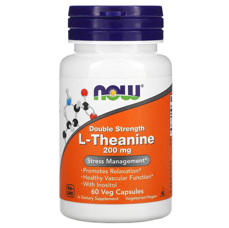 Натуральная добавка Now Foods L-Theanine Double Strength 200 мг 60 капсул