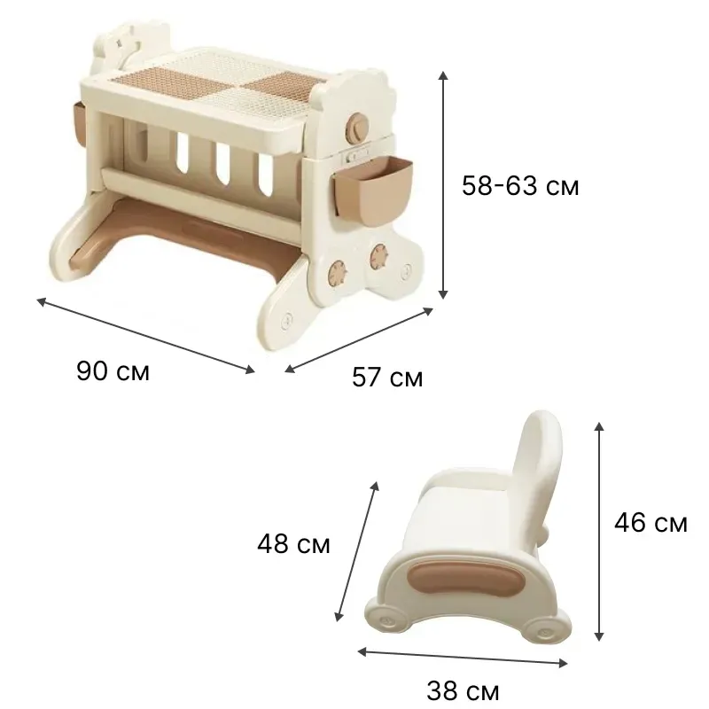 Дитячий столик для творчості Lumpurini Olimpia зі стільчиком 7в1 від 1 до 5 років (YYD436) - фото 2