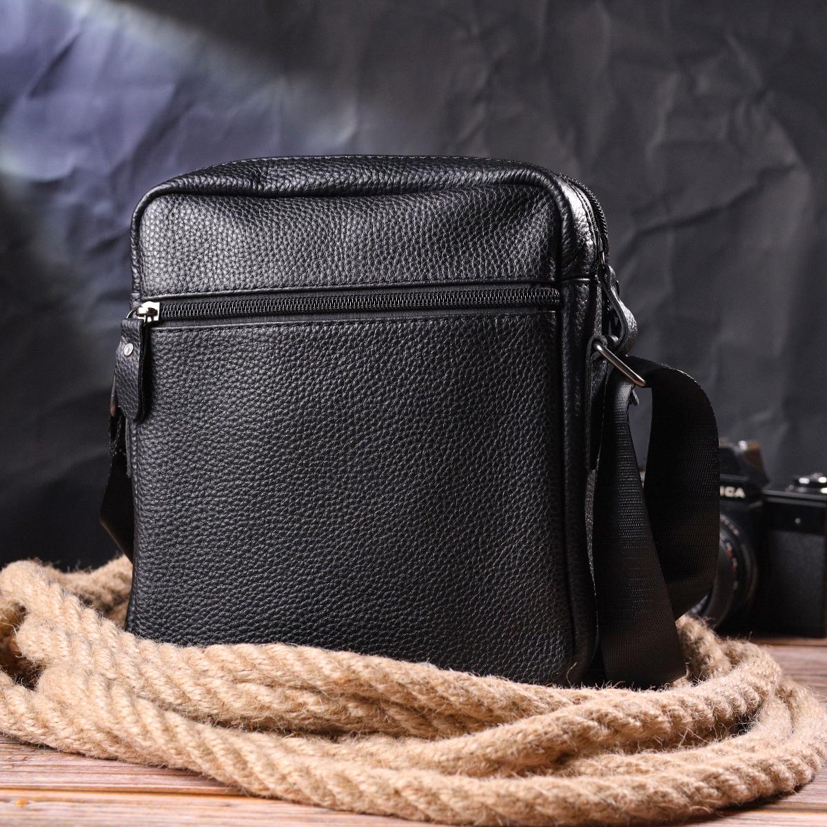 Сумка чоловіча Vintage 21291 Bag з натуральної шкіри 19х22х6 см Чорний - фото 8