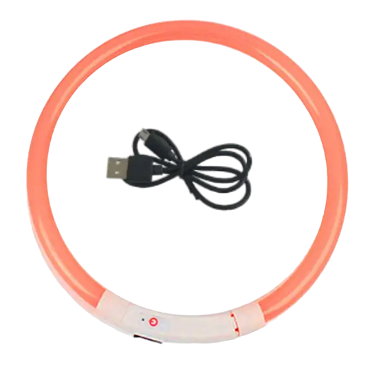 Ошейник для собак светодиодный с USB-зарядкой Оранжевый (1791937689)