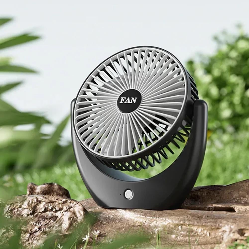 Вентилятор портативный настольный Portable Fan PF-17 USB аккумуляторный 3 скорости 1200 мАч 180° Черный (SS-120) - фото 2