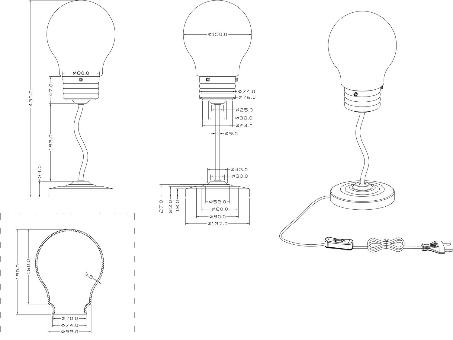 Настольная лампа Trio Edison (5601011-07)